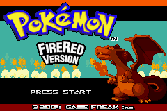 Pokemon FireRed title screen for GameBoy Advance